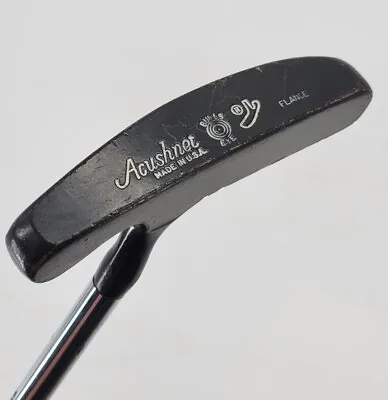 RH Acushnet Bulls Eye Blade Style Flange Black Putter 32.5   Steel Shaft • $76.38