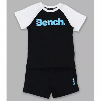 New Bench Baby Boys Girls T-Shirt & Shorts Outfit 2 Piece Set Logo Lukas Black • £13.95