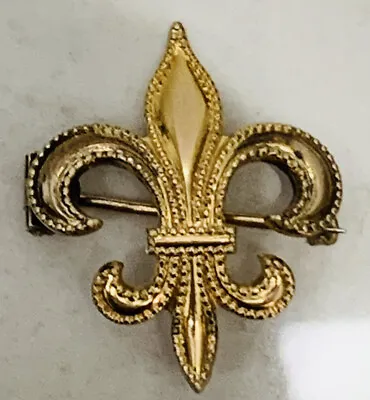 Antique 1890s PSCO Victorian Fleur De Lis Granulated Gold Fill Watch Pin Brooch • $38.99