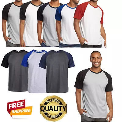 Baseball Tee-Shirt  Raglan Premium Cotton Jersey Short Sleeve Men's New Two Tone • $15.01