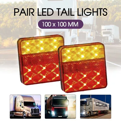 $19.99 • Buy 1 Pair 12V LED Trailer Lights Light Square Tail Stop Indicator Truck Lamp Kit