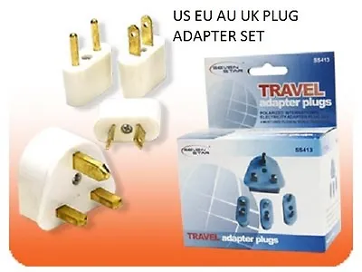 US EU UK AU International Travel Adapter AC Power Plug Charger Converter 4pc Set • $6.95