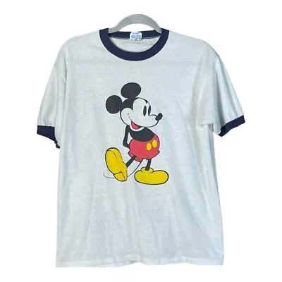 Vintage 80's Disney Mickey Mouse Ringer T-Shirt Mens XL Character Fashions Ringe • $29.78