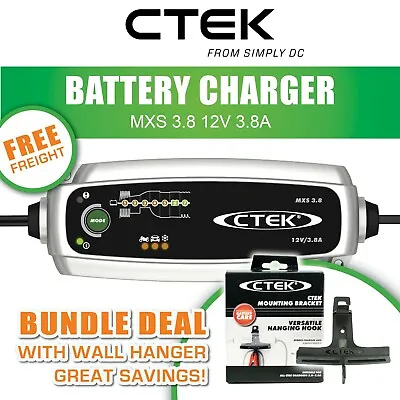 CTEK MXS 3.8 Smart Battery Charger 12v 3.8Amps BUNDLE Mounting Bracket • $150