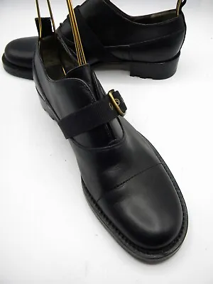 Miu Miu Black Leather Block Heel Loafers With Buckle Size EU 38 AUTHENTIC WO • $279