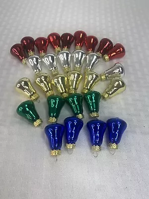 Lot 29 Vintage Mercury Glass Bells Mini 1 In Christmas Ornaments Mixed Colors • $19.58