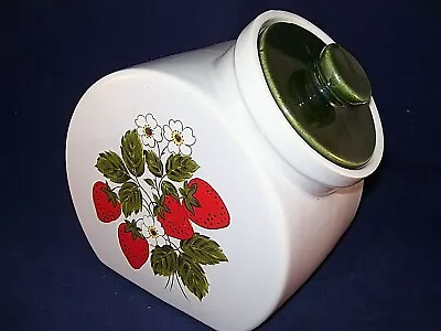 McCoy Pottery Strawberry Country Tilted Flour Canister Cookie Jar Farmhouse USA • $34.97