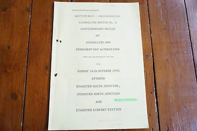 1990 Eastern Anglia Region Signal Box Railway Signalling Diagram Notice Map • £14.99