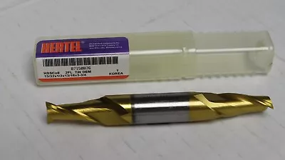 HERTEL 13/32  X 1/2  X 13/16  X 3-3/4  DOUBLE END 2 FLUTE COBALT TiN SQUARE END • $19.97