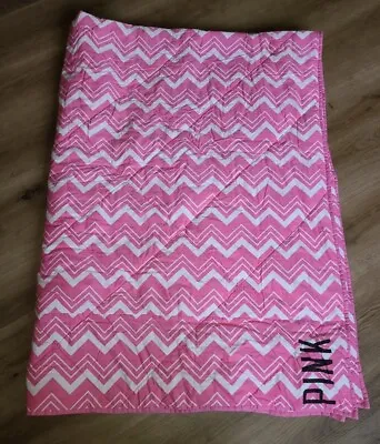 Victoria's Secret Pink Pink Chevron Full/queen Comforter Blanket Rare Htf • $114.99