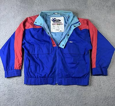 Vintage Ford MotorSport Mens L Nylon Zip Up Jacket Coat Blue & Red PMI Limited • $42.99