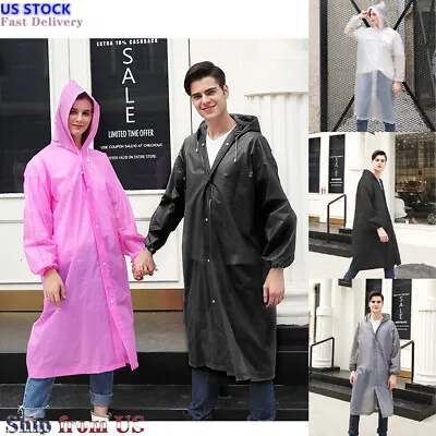 Unisex Adult Waterproof Raincoat Rain Coat Hooded Jacket Poncho Rainwear Camping • $7.59