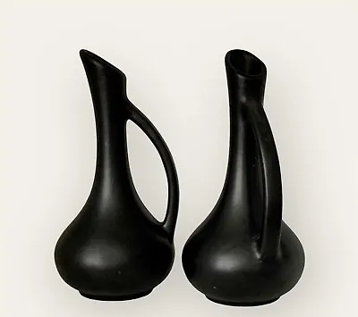 Vintage Haeger Matte Black Pitcher Bud  Decorative Vase 7” • $50