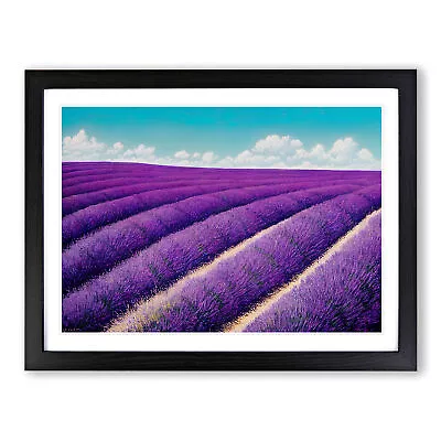 Effervescent Lavender Flower Field Wall Art Print Framed Canvas Picture Poster • £34.95