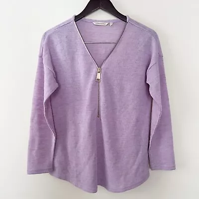 Soft Surroundings V-neck Zip Up Long Sleeves Lightweight Top Size Small Purple • £11.66