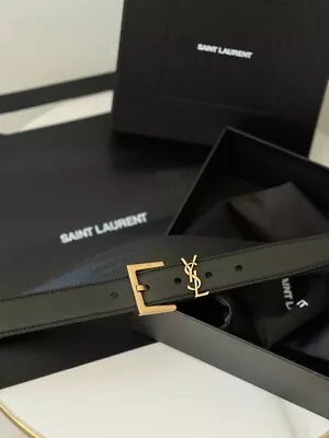 Basic Classic Women's Belt Natural Calf Leather From YSL/black/size 90/L 3cm • £195.57