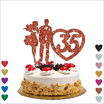 $8.62 • Buy Personalised Happy Wedding Anniversary Glitter Cake Topper 10th 25th 30th 35th
