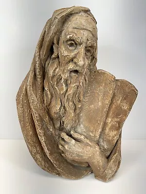 Arnold Bergier Sculpture Moses W/Tablets Signed Mid Century Bust Religious 1960s • $89.99