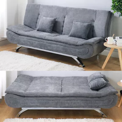 Modern Fabric 3 Seater Sofa Bed Double Sleeper Bed Recliner Sofabed Couch Settee • £265.95