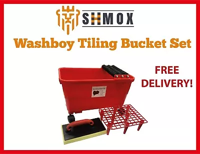 SHMOX Professional Washboy Tiling Set Grouting Sponge Float Bucket Trowel DIY • £38.50