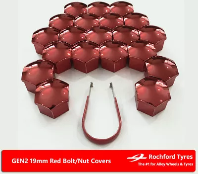 Red Wheel Bolt Nut Covers GEN2 19mm For Daewoo Racer II 95-97 • $16.41