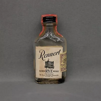 Rennert Empty Blended Rye Whiskey Miniature Paper Label Bottle W/Tax Stamp • $9.99