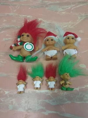 7 VTG Christmas Troll Dolls - Merry Little Troll Elf -LOT-Russ-90s-1 Pin • $29.99