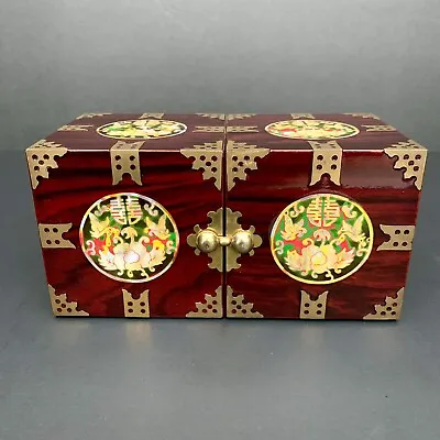 6 5/8  X 3 1/4  Asian Mother Of Pearl Inlay Lacquer Wood Jewelry Box NEW IN BOX • $36.50