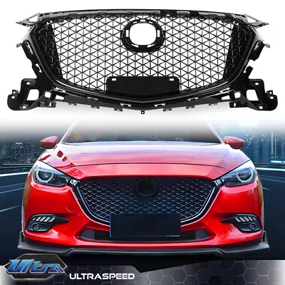 New Fit For 2017-2018 Mazda 3 Axela Front Bumper Upper Grille Mesh Grill Gloss • $73