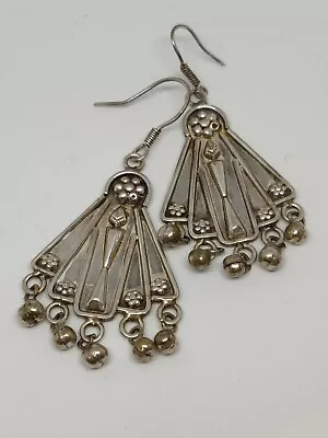 Vintage Middle Eastern Sterling Silver 925 Earrings With Dangling Balls  • $34.10