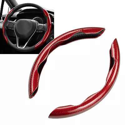 38cm Red Carbon Fiber Look Car Steering Wheel Cover Booster Trim Non-Slip AU • $15.69