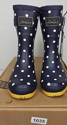 Joules Mid Hight Wellington Boots 202845 Molly Welly Spotty Navy Size Us 6 • $44.35