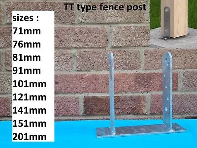 £1.79 • Buy Heavy Duty Galvanised ( Tt  Type)metal  Fence Post Foot Bracket Anchors Support
