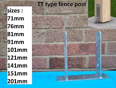 Heavy Duty Galvanised ( Tt  Type)metal  Fence Post Foot Bracket Anchors Support • £5.28