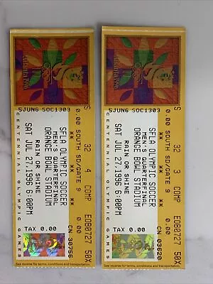 1996 Olympic Soccer Ticket Stub (2) ~ Orange Bowl • $9
