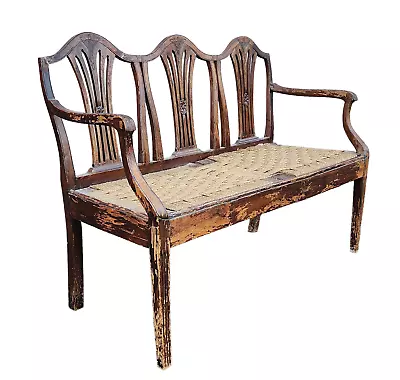 Period Antique Sheraton Mahogany Triple Chair Back Settee Early 19th Century • $495