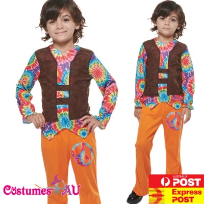 $18.04 • Buy Kids Hippie Hippy Costume Boys Child 60s 70s Retro Go Go Groovy Book Week Peace