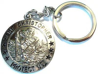 NEW St. Christopher Quality Metal Keyring Patron Saint Of Travel Lucky Charm Fob • £3.99