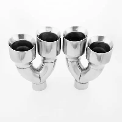 Pair Staggered Dual Wall Quad 4.5  Out Exhaust Tips 3  IN Slant Stainless Steel • $262.97