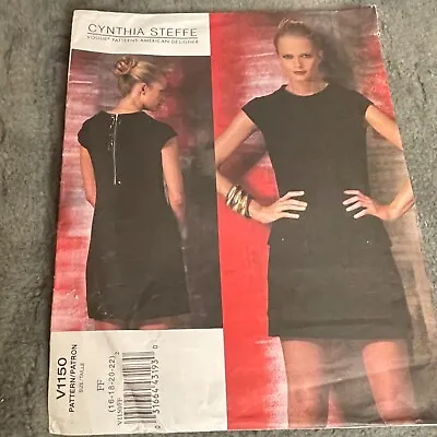Vogue Patterns V1150 Cynthia Steffe Womens Dress Pockets FF 16 18 20 22 Uncut • $12.87