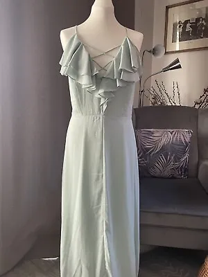 Mint Green / Sage Bridesmaid Occasion Long Prom Dress Size UK 14 • £10