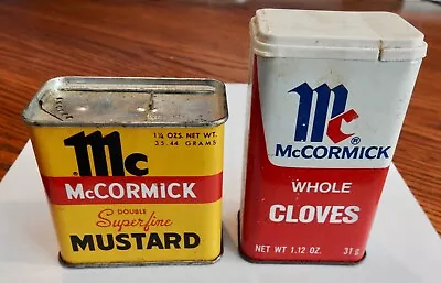 Vintage McCormick Spice Metal Tins - Double Superfine Mustard And Whole Cloves • $9.99