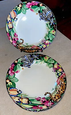 Four 4 Vitromaster Rainforest Salad Plates Sue Zipkin Sakura Stoneware • $49.99