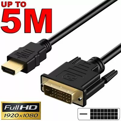 HDMI To DVI-D 24+1 Pin Male Cable AV Full HD For PC LCD PS3 XBOX 360 HDTV TV • $12.95