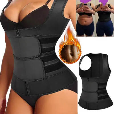 $31.99 • Buy Women Sweat Sauna Shirt Vest Waist Trainer Belt Weight Loss Slimming Body Shaper