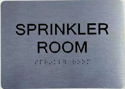 Sprinkler Room Sign With Braille And Raised Letters (Aluminum Silver Size 5X7) • $14.99