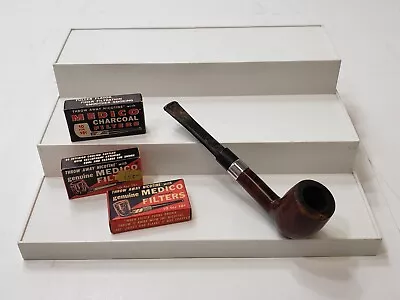 Mastercraft Custom Deluxe Imported Briar Pipe Saddle Stem & Medico Filters • $21.99