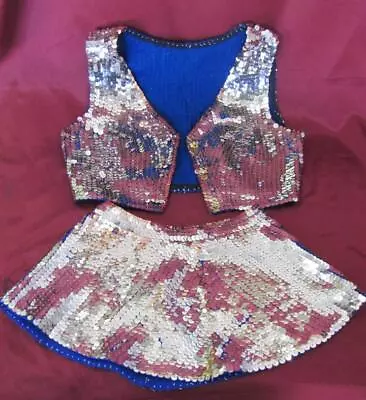 $255 • Buy 1950s VINTAGE CABARET CIRCUS HAND SEWN LEOTARD COSTUME W/SEQUINS 