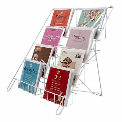 Foldable Counter Greeting Card Display Lightweight  Shop Stand In White (E8W) • £28.07