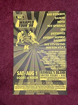 Warped Tour 1998 Official Poster Deftones Kid Rock Bad Religion NOFX Rancid CIV • $99